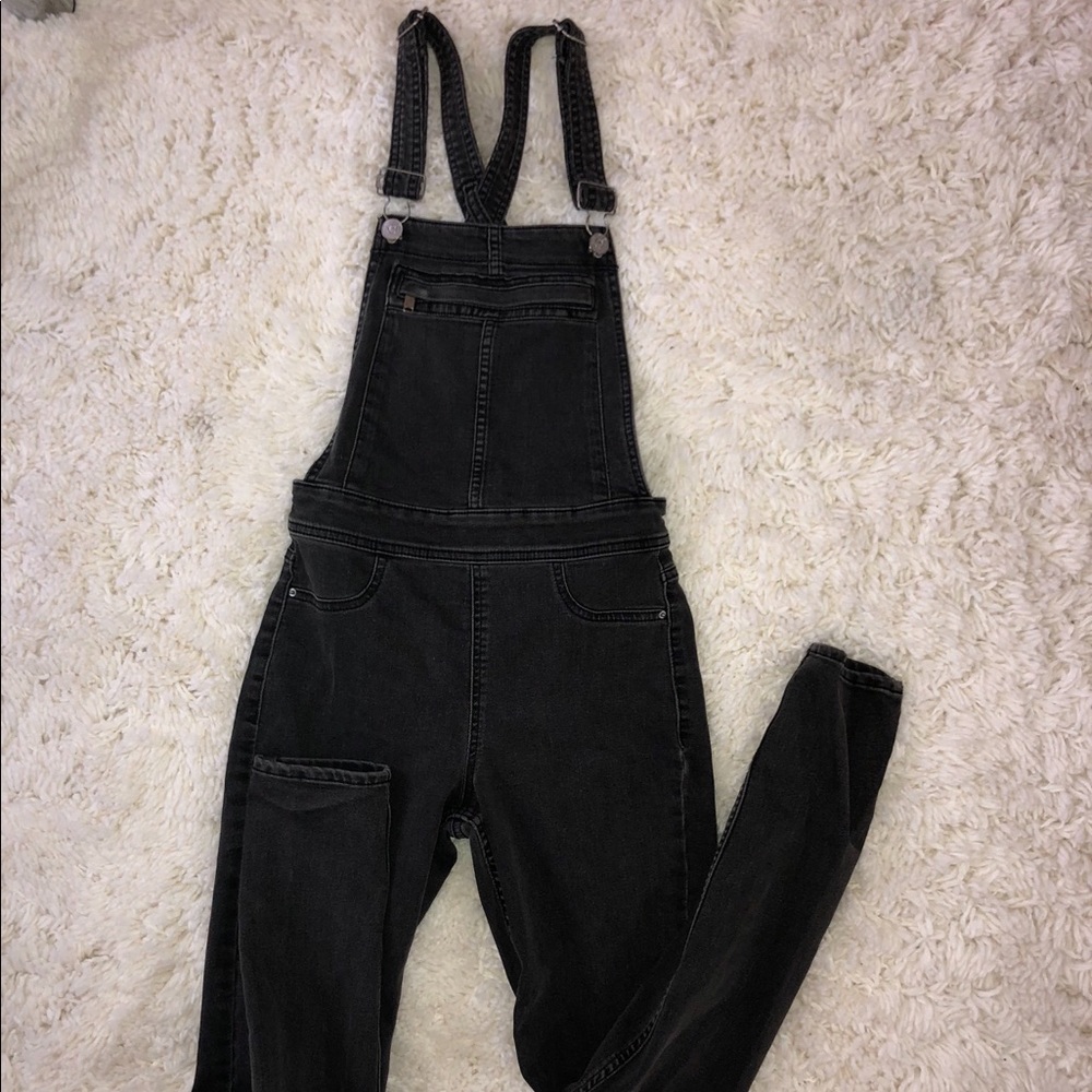 Off Black Skinny Overalls